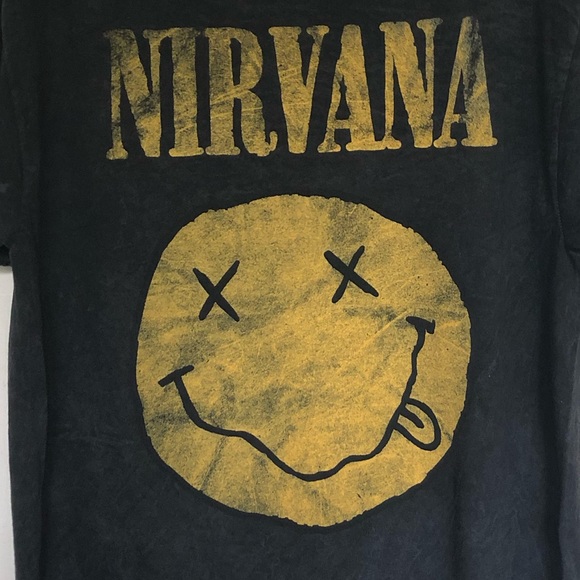 Nirvana Smiley Merch Vintage  Black T Shirt - Picture 3 of 4